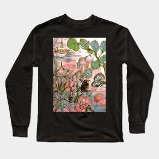 ORIENTAL DECO DESIGN PAGODA ASIAN ART POSTER ABSTRACT PRINT Long Sleeve T-Shirt